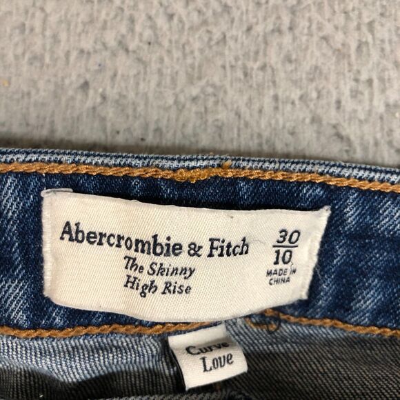 Abercrombie Fitch Jeans Women 10 Blue High Rise Skinny Distressed Preppy Classic - Picture 3 of 8